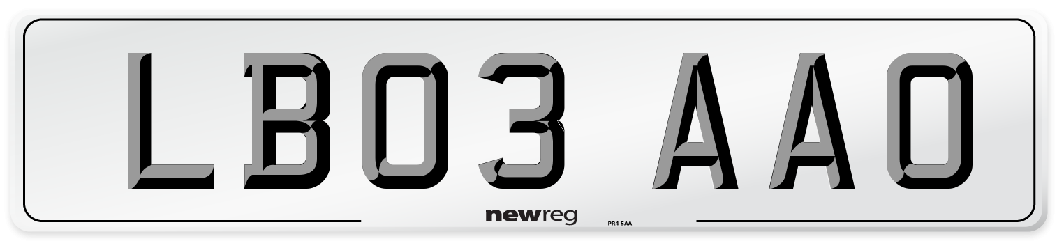 LB03 AAO Number Plate from New Reg